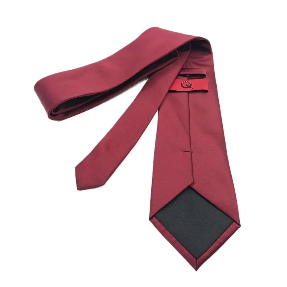Brand Q Burgundy Tie Mens 61” Solid Microfiber Designer Classic Corpcore New